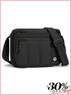 Quilted Puffer Nylon Crossbody Bag Lightweight Travel Purse Adjustable Strap